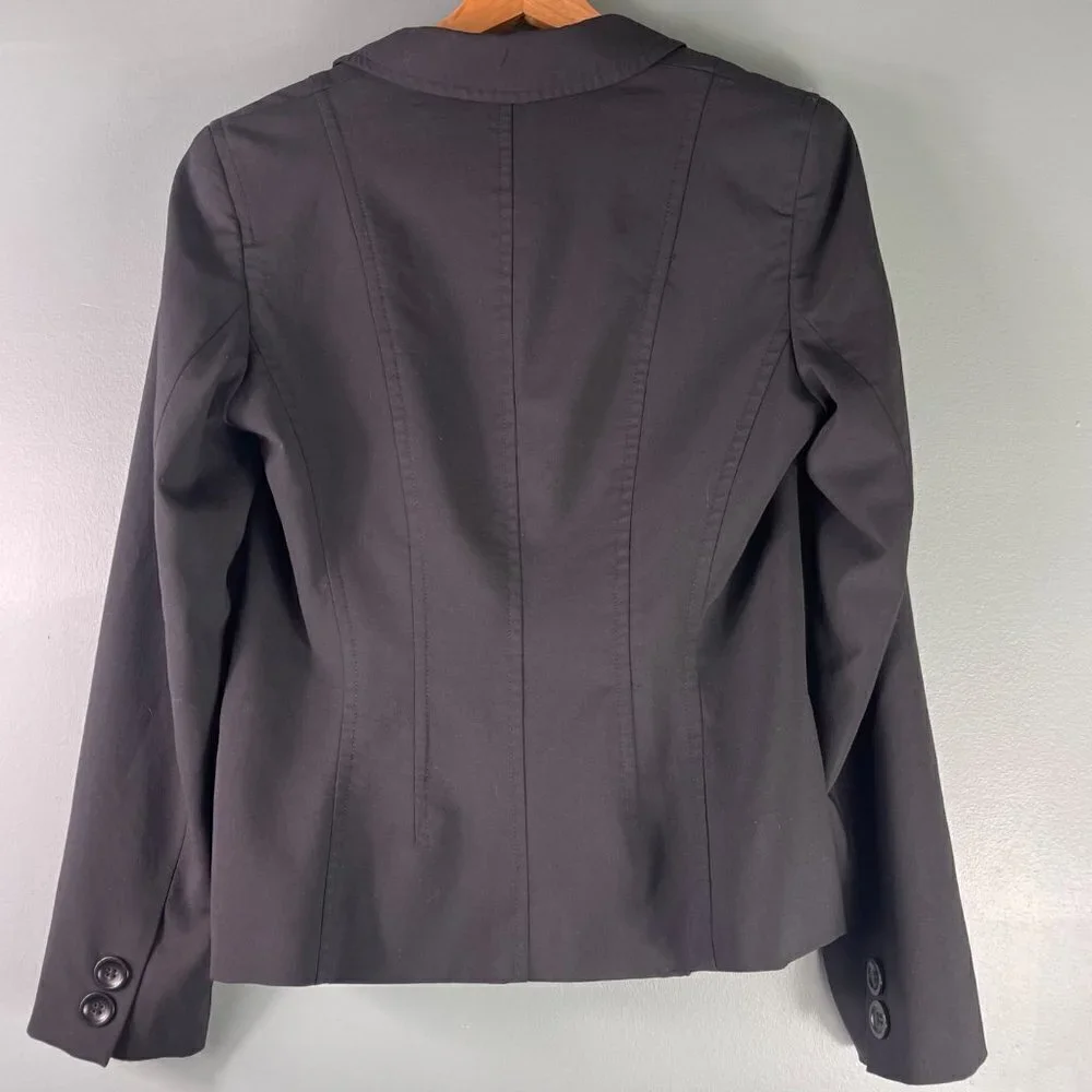 Express Blazer Jacket Size 12 Two Button Black Single Breasted Wool Blend